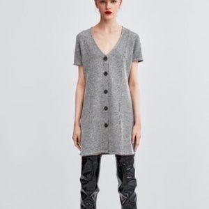 Zara Trafulac Grey Striped Button Down Mini Dress